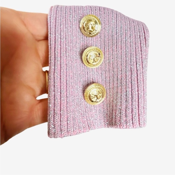 Retrofete Mimi Mini Sweater Dress Size S Light Pink Metallic Bodycon Cocktail - Picture 6 of 8